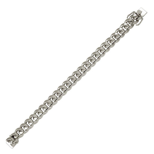 Rhodium Plated 925 Sterling Silver Miami Cuban 400 Bracelet Box Lock 12.8mm - CH445 RH BR | Silver Palace Inc.