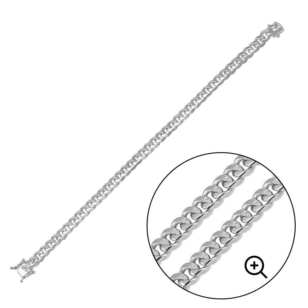 Silver Rhodium Plated 925 Miami Curb Bracelet 7mm - CH447 RH | Silver Palace Inc.