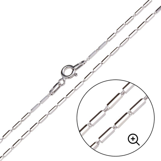 Rhodium Plated Multi 6 Sided Diamond Cut Tube Link Chains 1.2mm - CH453 RH | Silver Palace Inc.