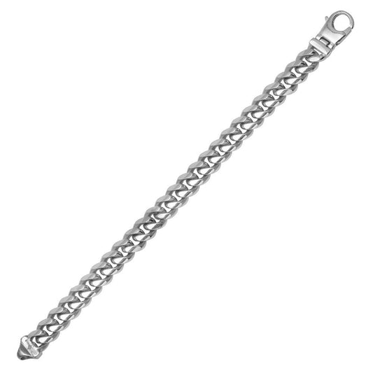 Silver 925 Rhodium Plated 2 Sided Miami Curb Bracelet 11mm - CH457 RH BR | Silver Palace Inc.