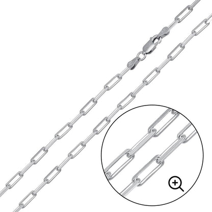 Silver 925 Rhodium Plated Paperclip Link Chain 2.8mm - CH459 RH | Silver Palace Inc. #plating_rhodium