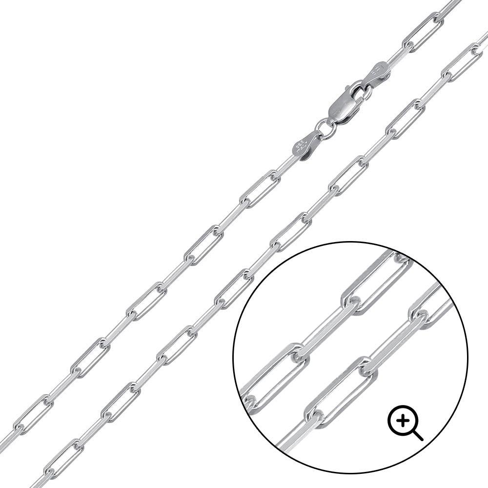 Silver 925 Rhodium Plated Paperclip Link Chain 2.8mm - CH459 RH | Silver Palace Inc.