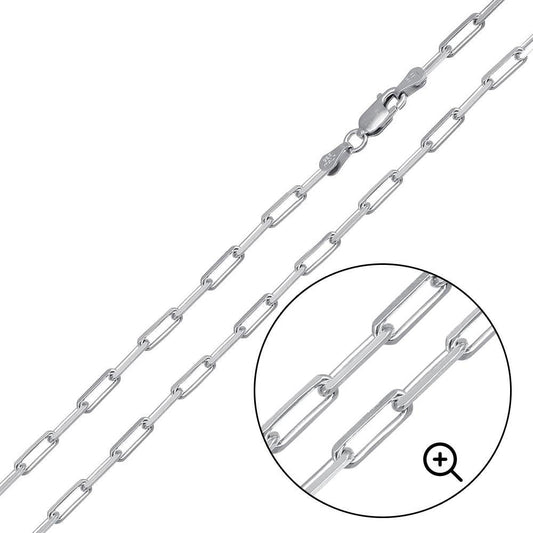 Silver 925 Rhodium Plated Paperclip Link Chain 2.8mm - CH459 RH | Silver Palace Inc.