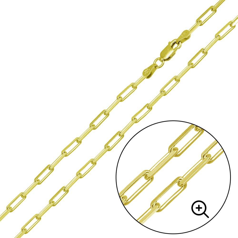Silver 925 Gold Plated Paperclip Link Chain 2.8mm - CH460 GP | Silver Palace Inc. #plating_gold