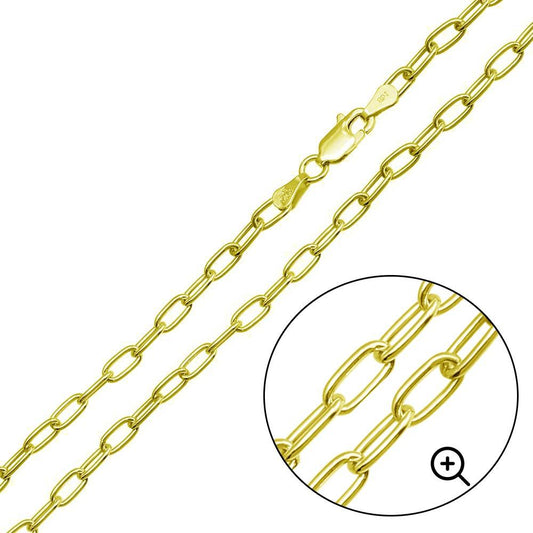 Silver 925 Gold Plated Oval Paperclip Link Chain 3.1mm - CH484 GP | Silver Palace Inc.