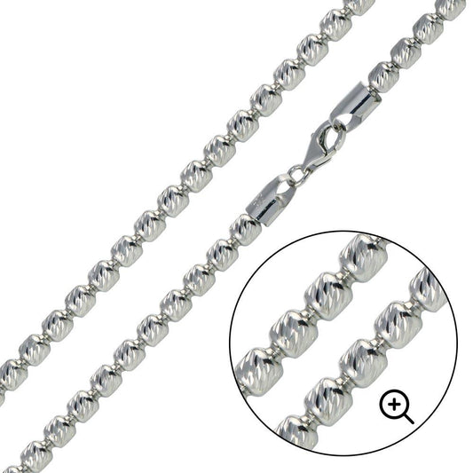 Silver 925 Platinum Plated Barrel Slash Chain 5mm - CH471 PL | Silver Palace Inc.