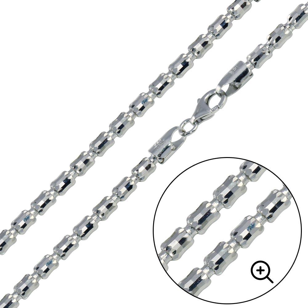 Silver 925 Platinum Plated Barrel Crystal Chain 4mm - CH472 PL | Silver Palace Inc. #plating_platinum