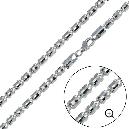 Silver 925 Platinum Plated Barrel Crystal Chain 4mm - CH472 PL | Silver Palace Inc. #plating_platinum