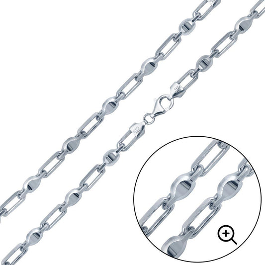 Silver 925 Platinum Plated Heshe Max Chain 6mm - CH476 PL | Silver Palace Inc.