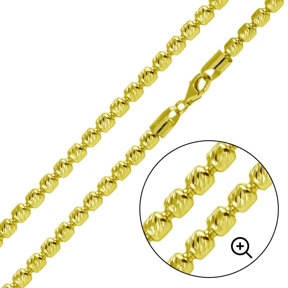 Silver 925 Gold Plated Barrel Slash Chain 5mm - CH539 GP | Silver Palace Inc.