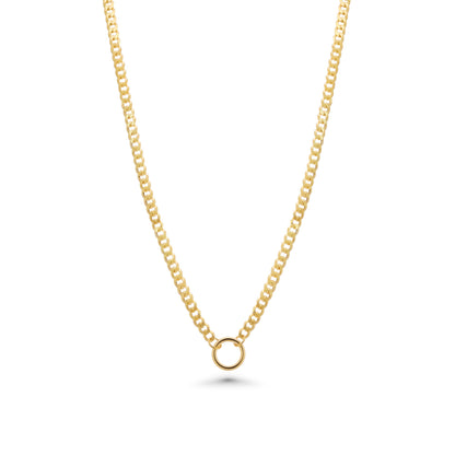 Gold Plated 925 Sterling Silver Cuban With Circle Design Chain or Bracelet - CH553GP