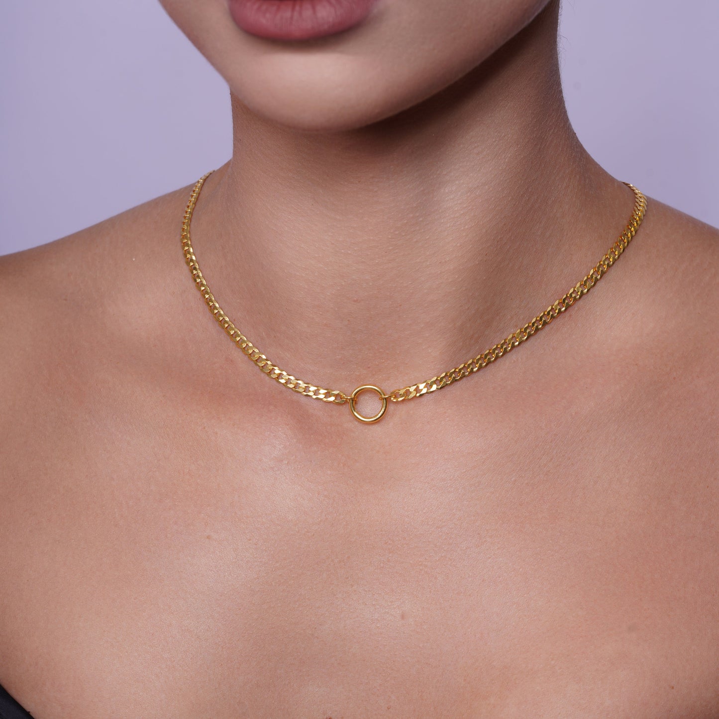 Gold Plated 925 Sterling Silver Cuban With Circle Design Chain or Bracelet - CH553GP