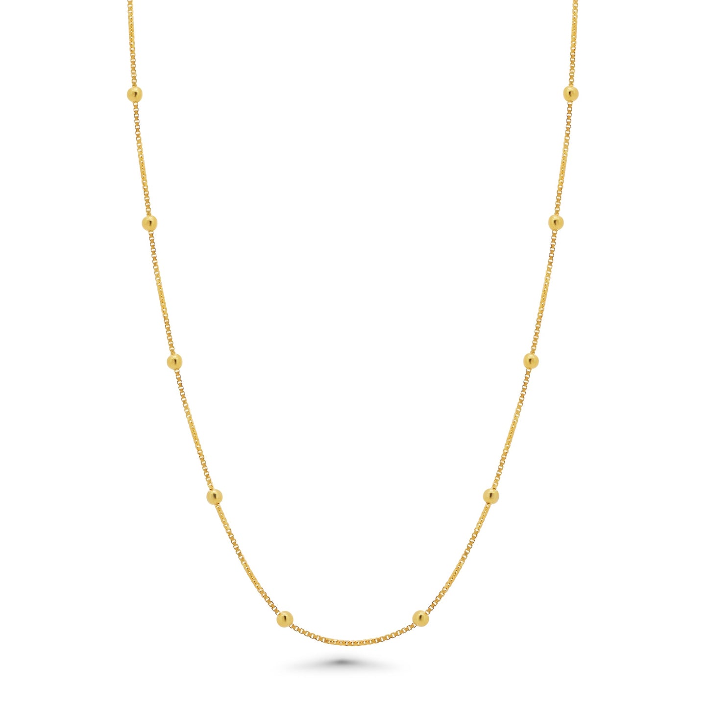 Gold Plated 925 Sterling Silver Box with Bead Chain or Bracelet 0.8mm - CH557 GP