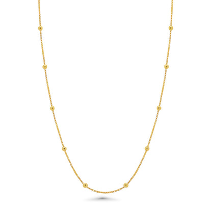 Gold Plated 925 Sterling Silver Box with Bead Chain or Bracelet 0.8mm - CH557 GP