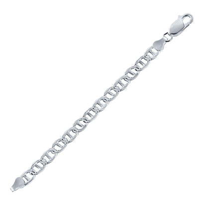 925 Sterling Silver Flat Marina 1 Sided 180 Diamond Cut 7.5mm Chain or Bracelet  - CH673