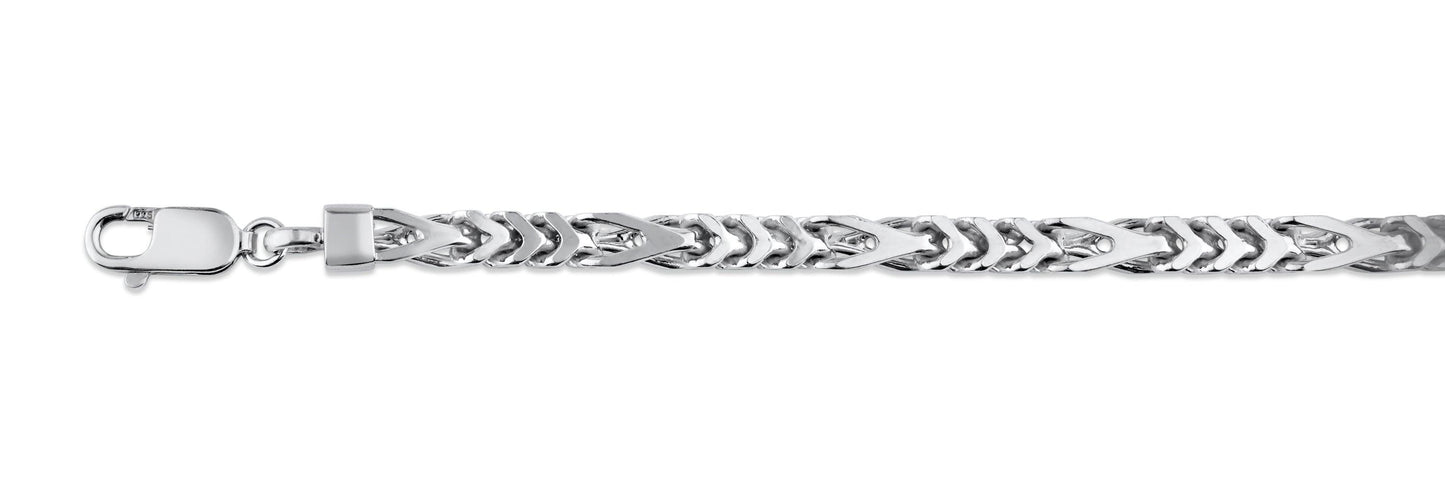 Rhodium Plated 925 Sterling Silver Figfranco Chain 5.2mm - CH944 RH