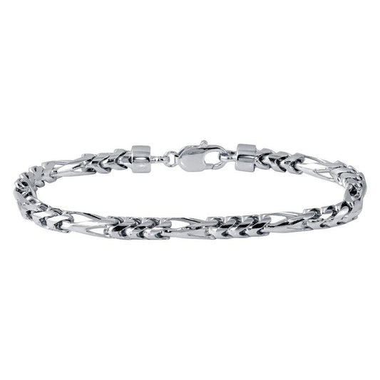 Silver 925 Rhodium Plated Figaro Franco Bracelet 6mm - CH946 RH | Silver Palace Inc.