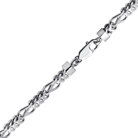 Silver 925 Rhodium Plated Figaro Franco Bracelet 5.8mm - CH947 RH | Silver Palace Inc.