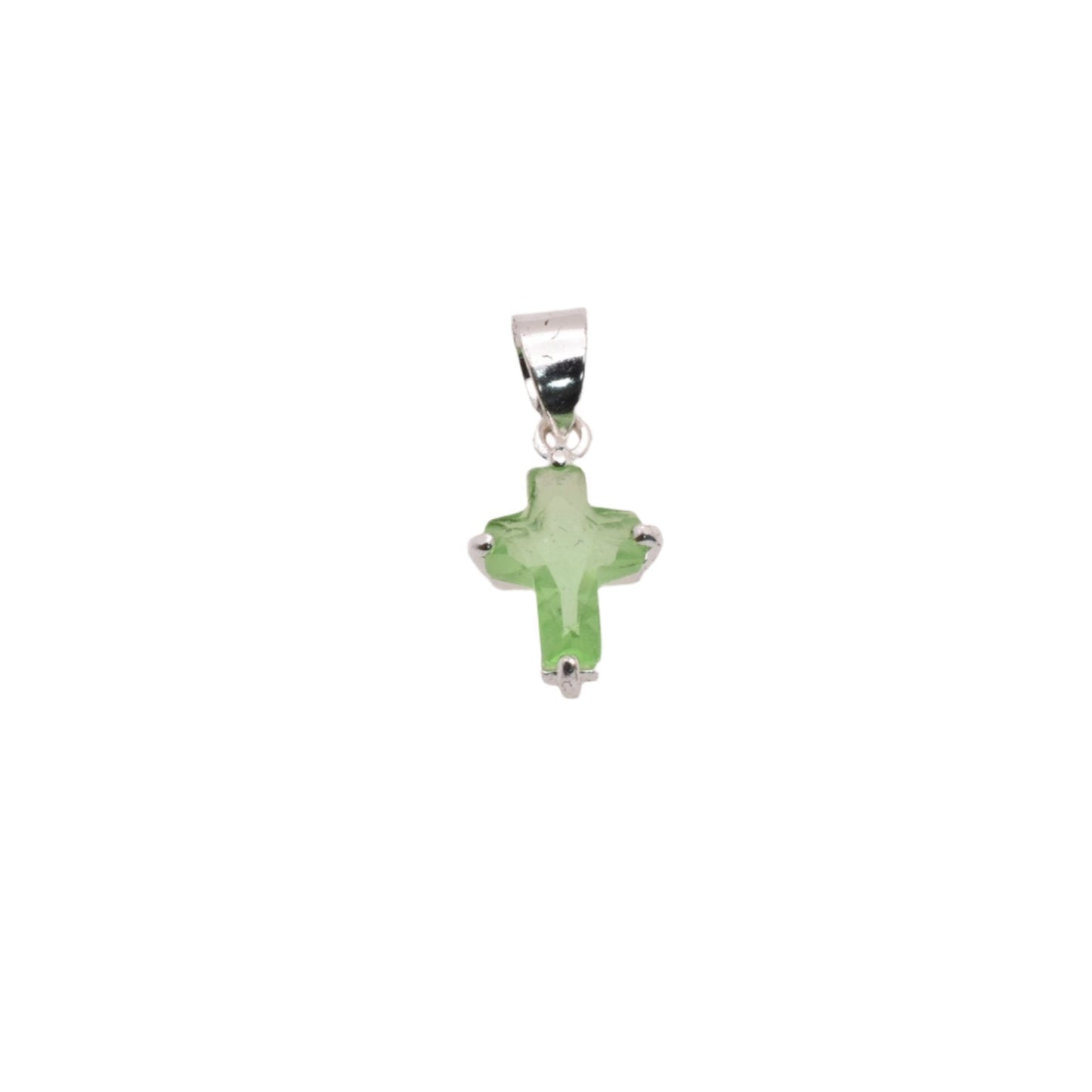 925 Rhodium Plated Sterling Silver Birthstone Cross Charm  - CHARM00101