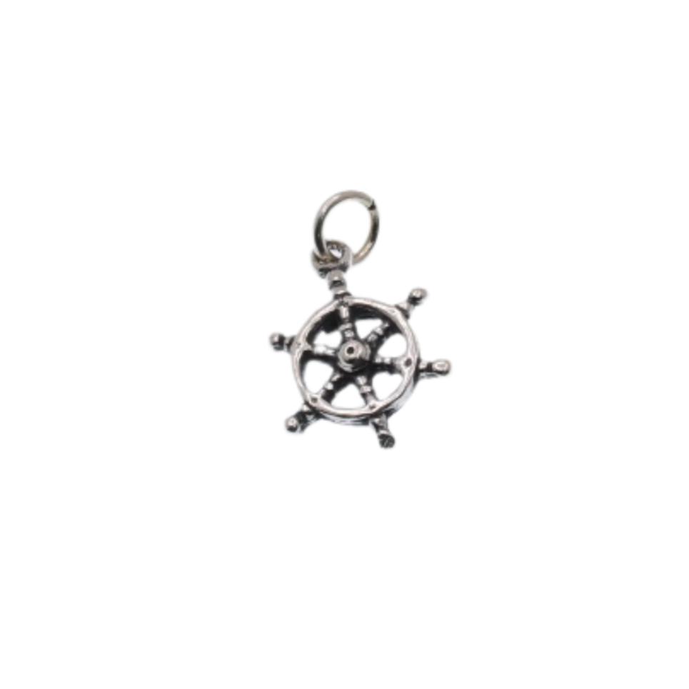 925 Silver Oxidized Nautical Helm Charm- CHARM0069