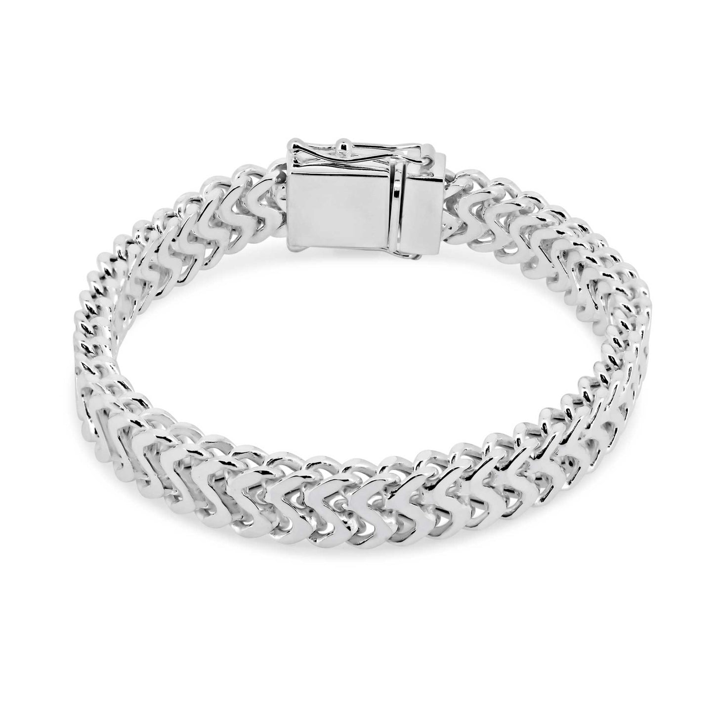 Sterling Silver High Zig Zag Flat Sided Bracelet 10mm - CHHB002