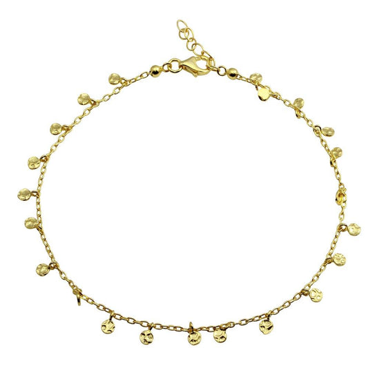 Silver 925 Gold Plated Confetti Anklet - DIA00001GP | Silver Palace Inc.