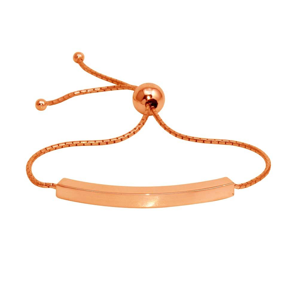 Silver 925 Rose Gold Plated Lariat Bar Bracelet - DIB00071RGP | Silver Palace Inc.