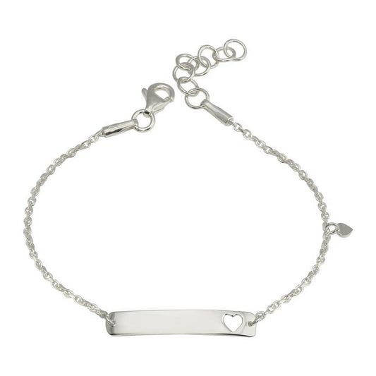 Silver 925 Rhodium Plated Dangling Heart Baby ID Bracelet - DIB00078RH | Silver Palace Inc.