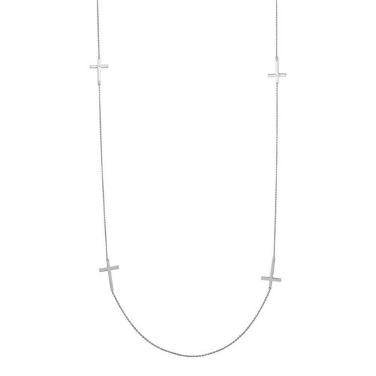 Silver 925 Rhodium Plated Cross Chain Necklace - DIN00016RH | Silver Palace Inc.