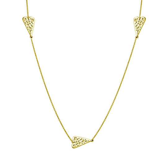 Silver 925 Gold Plated 5 Heart Necklace - DIN00017GP | Silver Palace Inc.
