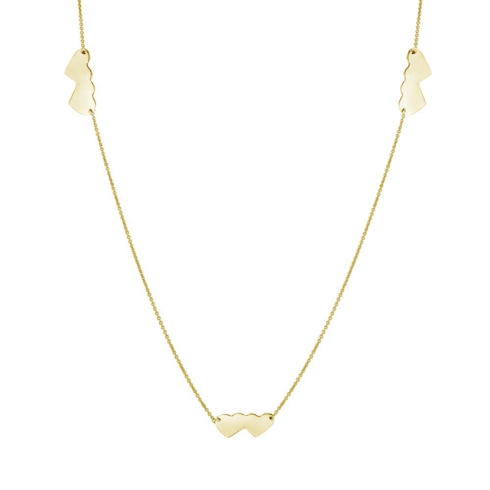 Silver 925 Gold Plated Double Heart Necklace - DIN00020GP | Silver Palace Inc.