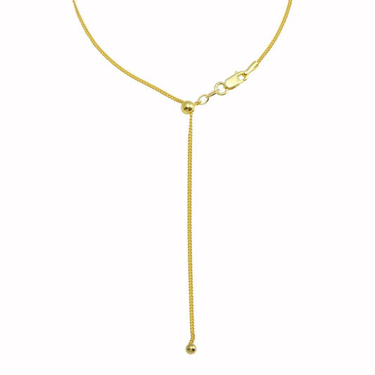 Silver 925 Gold Plated Adjustable Curb Slider Chain with Hanging Bead- DIN00110GP | Silver Palace Inc.
