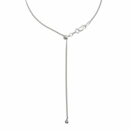 Silver 925 Rhodium Plated Adjustable Curb Slider Chain with Hanging Bead- DIN00110RH | Silver Palace Inc.