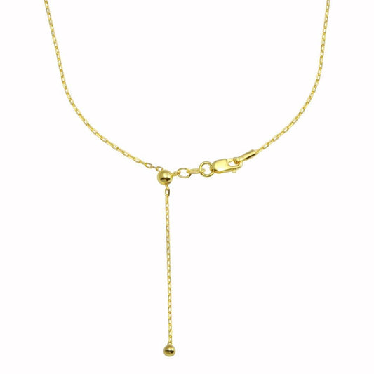 Silver 925 Gold Plated Adjustable Link Slider Chain with Hanging Bead- DIN00111GP | Silver Palace Inc.