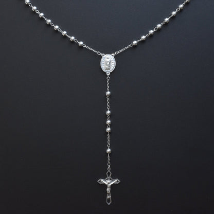High Polished 925 Sterling Silver 6mm Smooth Bead Rosary - ORP00005
