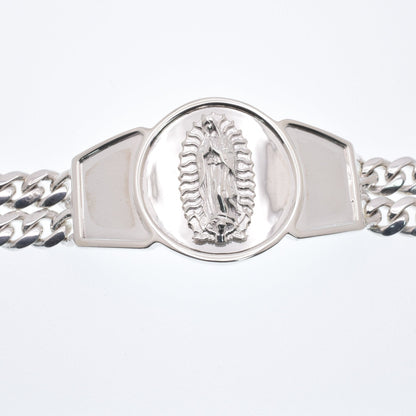 925 Sterling Silver Curb Two Strand Our Lady of Guadalupe 12.4mm Bracelet - CDIB00021