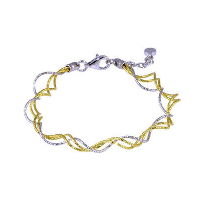 Silver 925 Gold Plated Twisted Adjustable Bracelet - ECB00017GP | Silver Palace Inc.