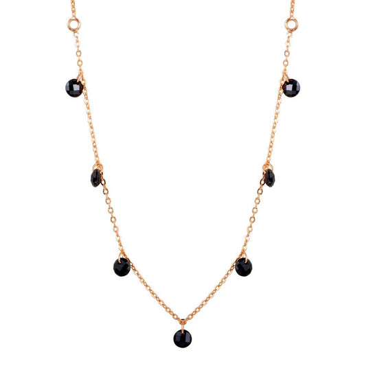 Silver 925 Rose Gold Plated Dangling Black CZ Chain Necklace - ECN00050RGP | Silver Palace Inc.