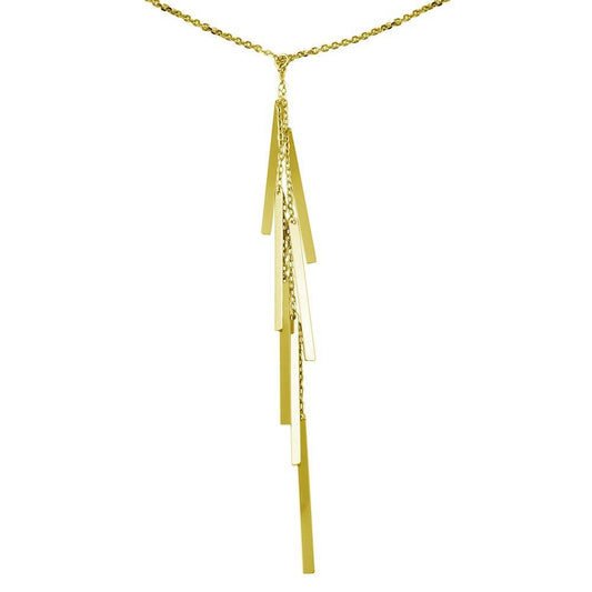 Silver 925 Gold Plated Dangling Bar Necklace - ECN00053GP | Silver Palace Inc.