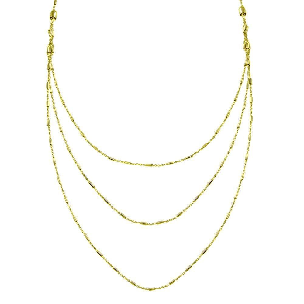 Silver 925 Gold Plated Multi Chain Bar Necklace - ECN00068GP | Silver Palace Inc.