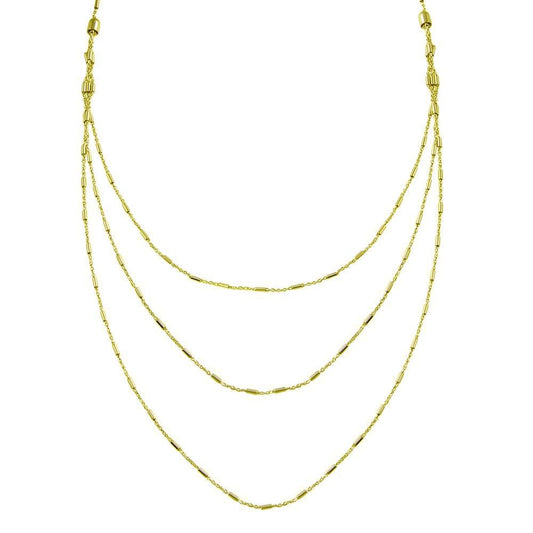 Silver 925 Gold Plated Multi Chain Bar Necklace - ECN00068GP | Silver Palace Inc.