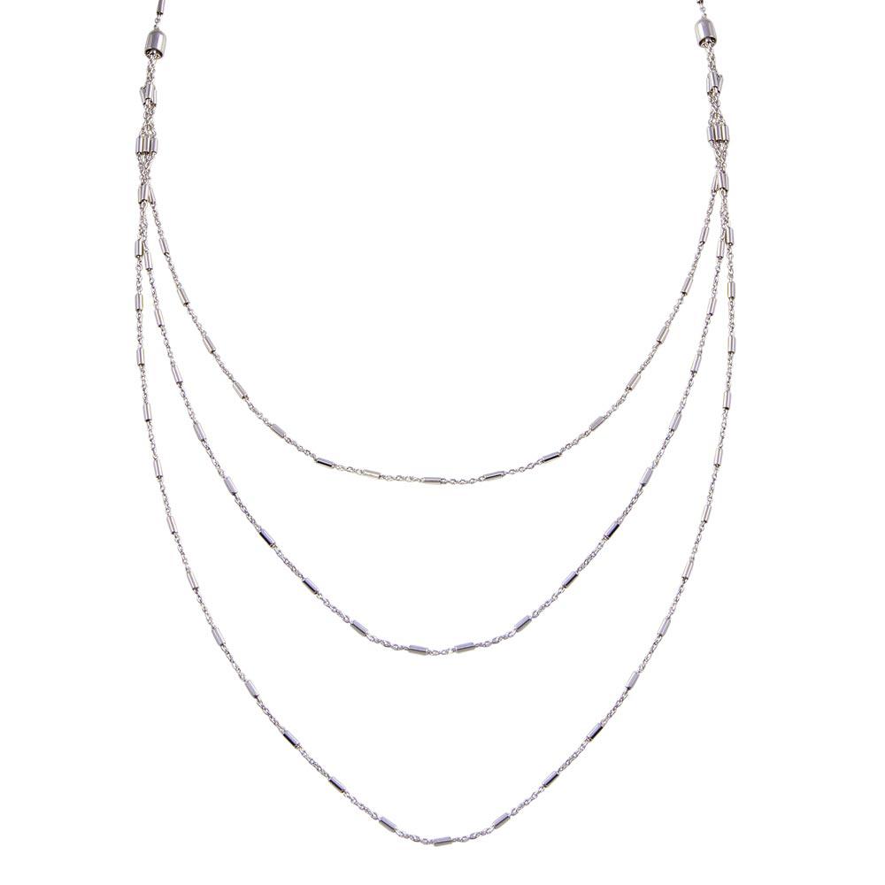 Silver 925 Rhodium Plated Multi Chain Bar Necklace - ECN00068RH | Silver Palace Inc.
