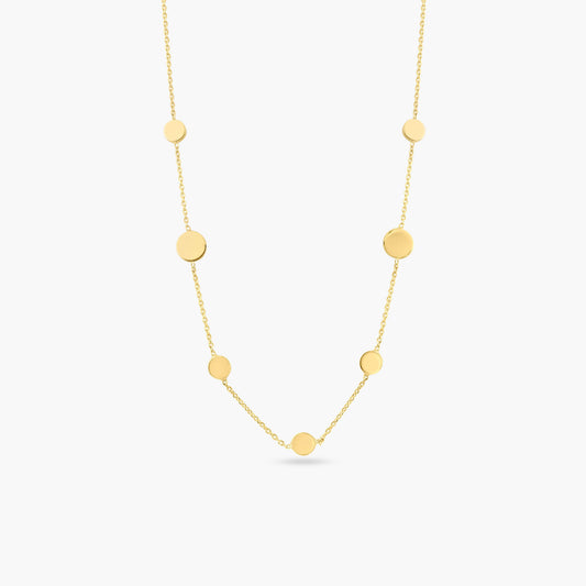 Silver 925 Gold Plated Disc Chain Necklace - ECN00067GP | Silver Palace Inc.