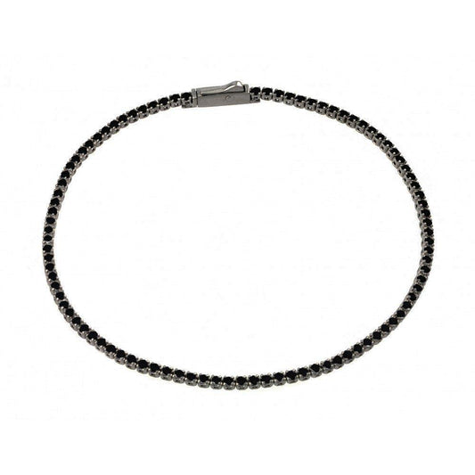 Silver 925 Black Rhodium Plated 1.7mm Multiple Circle Black Tennis Micro Pave CZ Bracelet - GMB00009BLK-BLK | Silver Palace Inc.