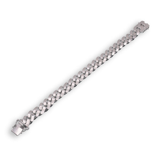 Rhodium Plated 925 Sterling Silver Miami Cuban Hollow Link Bracelet 10mm - GMB00083