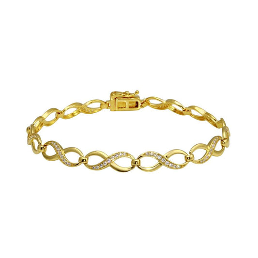 Silver 925 Gold Plated CZ Infinity Link Bracelet - GMB00104GP | Silver Palace Inc.