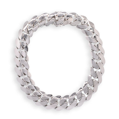 Rhodium Plated 925 Sterling Silver Hollow 30.5mm Miami Cuban Necklace or Bracelet - GMB00144