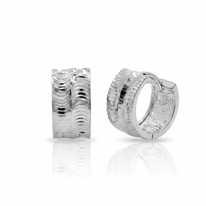 Rhodium Plated 925 Sterling Silver Polished Curved Tube Hoop Earrings - GME00167
