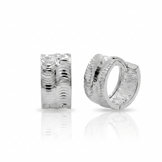 Rhodium Plated 925 Sterling Silver Polished Curved Tube Hoop Earrings - GME00167
