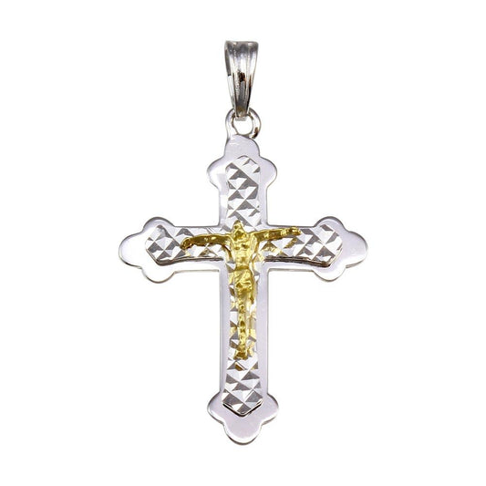 Silver 925 2 Toned Plated DC Cross Pendant - GMP00042RG | Silver Palace Inc.